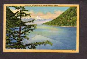 AK View Inside Passage Alaska Linen Postcard Seattle to Skagway