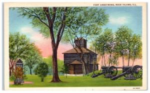 Mid-1900s Fort Armstrong, Rock Island, IL Postcard