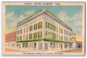 Galion Ohio OH Postcard Hotel Talbott Building Exterior View 1951 Posted Antique