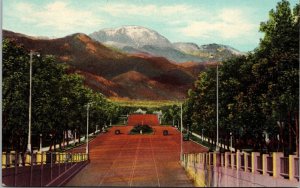 Pikes Peak Platte Ave Coloardo Springs CO Postcard VTG UNP Vintage Unused Chrome 