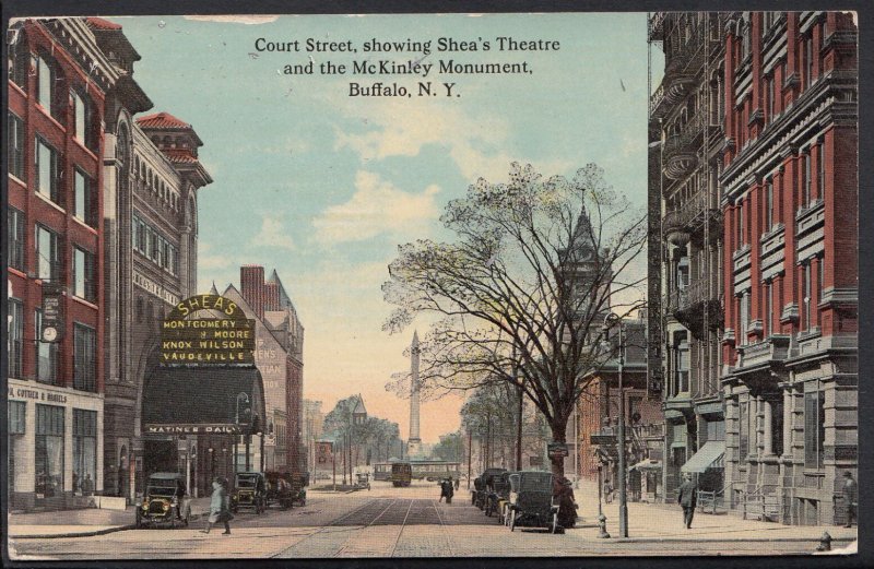 America Postcard - Court Street Showing Shea's Theatre, Buffalo, New York DR477