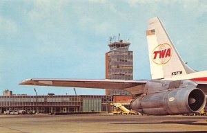 TWA Plane Port Columbus Airport Ohio 1960s postcard