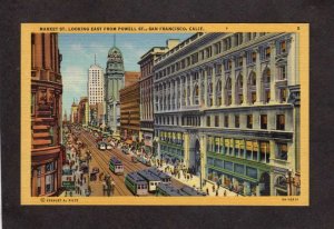 CA Market St Bank of America Bldg San Francisco California Postcard Trolley Cars