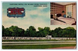 c1940 Hartford Motel Exterior Roadside Hartford Connecticut CT Unposted Postcard