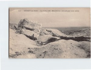 Postcard Blockhaus détruit par une mine Le Cote 108 Berry au Bac France