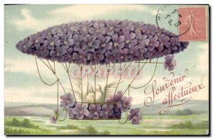 Old Postcard Fantasy Flowers Zeppelin Airship