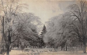 H50/ Lawton Michigan RPPC Postcard c1910 Fifth Street Winter Storm Snow  56