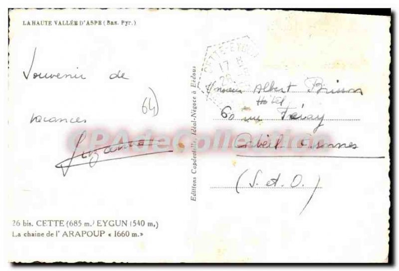 Old Postcard Haute Vallee d'Aspe Basses Pyrenees