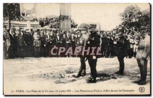 Old Postcard Militaria Paris Fetes victory July 14, 1919 The Marshals Foch an...