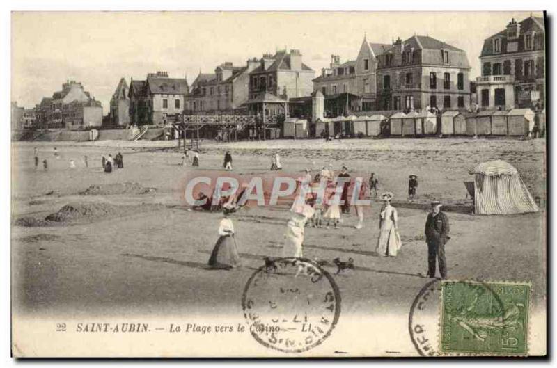 Old Postcard Saint Aubin playe to the casino