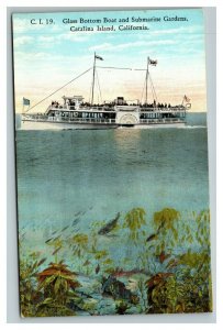 Vintage 1920's Postcard Glass Bottom Boat & Submarine Gardens Catalina Island CA