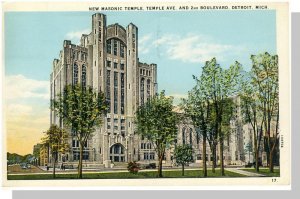 Nice Detroit, Michigan/MI Postcard, New Masonic Temple