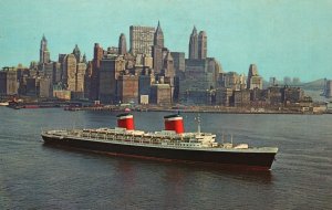 Vintage Postcard 1966 Airview Shows The Ship in Upper New York Harbor Bay N. Y.