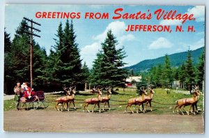 Jefferson New Hampshire NH Postcard Santa's Reindeer Sleigh Santa Village c1960