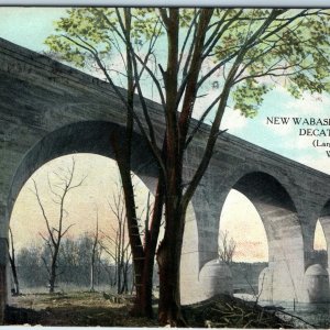 c1910s Decatur, IL New Wabash Railroad RR Bridge Largest Concrete Teich ILL A219