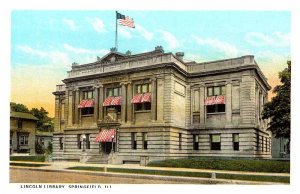 Postcard LIBRARY SCENE Springfield Illinois IL AQ7285