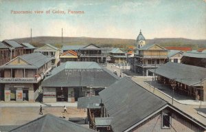 BARBAROSSA RESTAURANT PANORAMIC VIEW OF COLON PANAMA POSTCARD (c.1910)