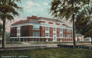 Vintage Postcard 1910's High School Building Saugerties New York Hugh C Leighton