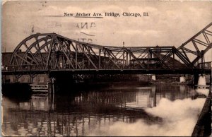 Vintage 1912 Chicago Illinois Postcard Railroad New Archer Ave Bridge