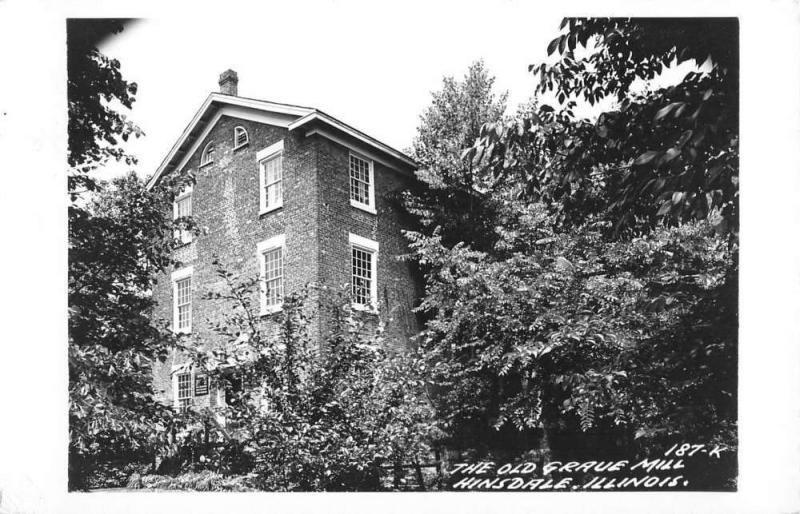 Hinsdale Illinois Old Graue Mill Real Photo Antique Postcard K100224