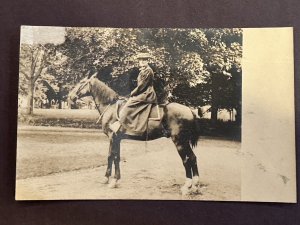 Early 1900's RPPC Postcard Real Picture Woman On Large Horse
