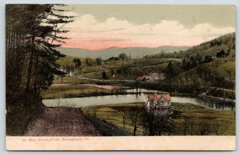 Springfield Vermont~Ox Bow Black River~Big Farm House~Drive Past Cabin~c1905 