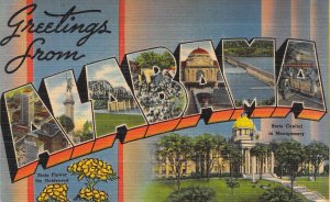 Linen Era, Large Letter, Capital, AL, Alabama, Old Postcard