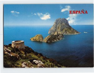 Postcard Es Vedra and Tower of the Pirate, San Jose, Spain