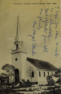 Catholic Church, Ocean Beach, New York. Vintage Postcard P58