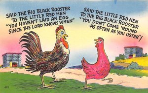 Rooster Comic View Postcard Backing 