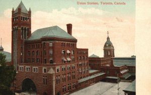 Vintage Postcard Union Station Passenger Rail Station Toronto Canada Valentine