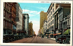 View Looking South on Summit Street, Toledo OH c1935 Vintage Postcard B07