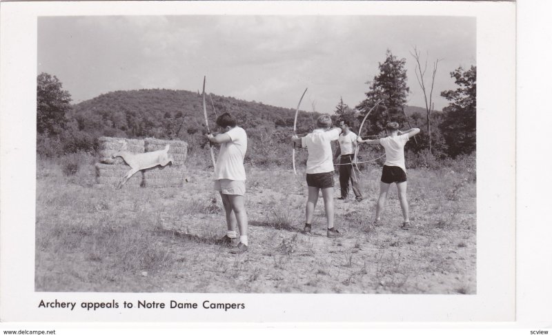 RP, Boys, Archery Appeals To Notre Dame Campers, New York, 1930-1950s