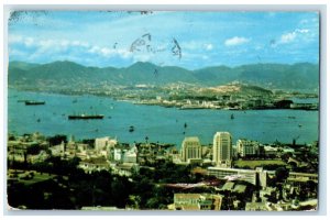 1955 Panorama of Kowloon Victoria City at Foreground Hong kong Postcard