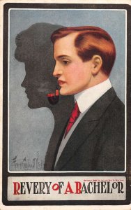 Greetings Man and Womans Shadow Revery of a Bachelor Vintage Postcard AA45507