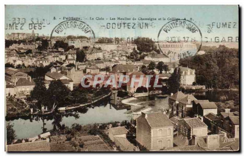 Old Postcard Poitiers Clain Les Moulins de Chasseigne and College