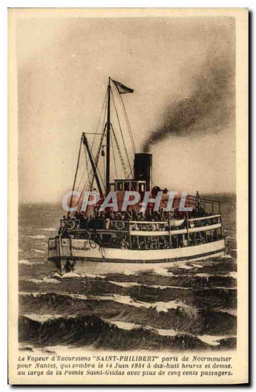 Old Postcard The Steam d & # 39Bxcursions Saint Philibert Party Noirmoutier N...