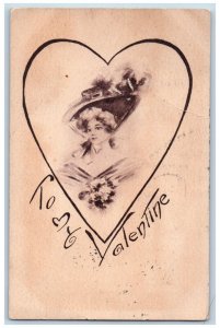 Newport Kentucky KY Postcard Valentine Heart Pretty Woman Big Hat 1908 Antique