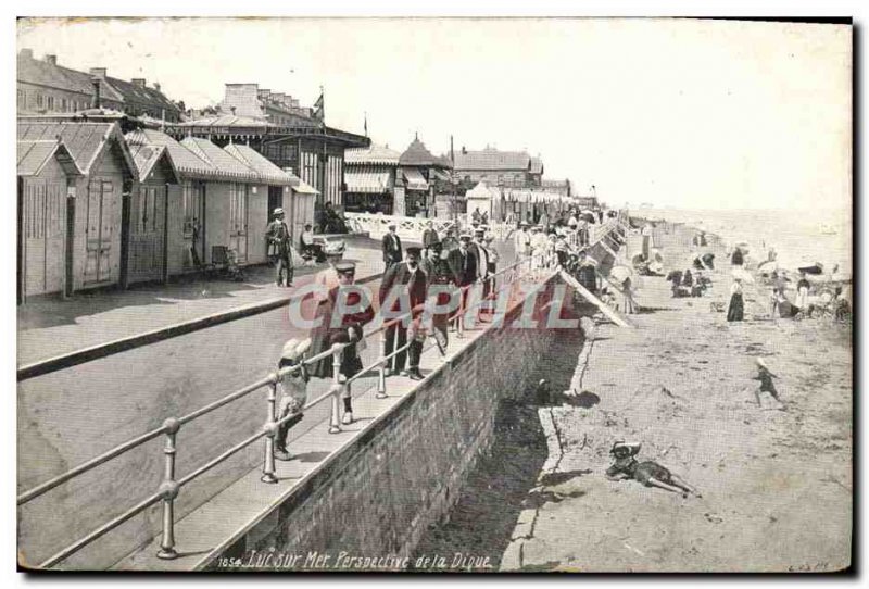 Old Postcard Luke perspective on the breakwater sea