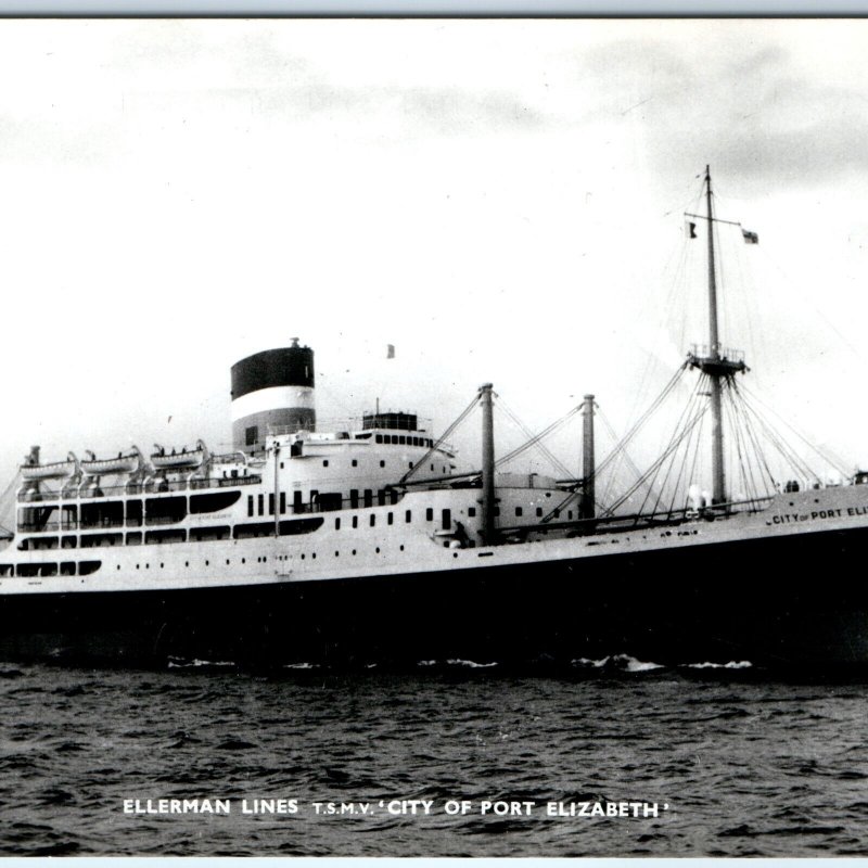 c1950s Ellerman Line RPPC City of Port Elizabeth TSMV Steam Ship Real Photo A100