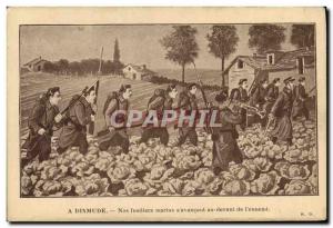 Old Postcard Militaria At Dixmude Our marine riflemen s & # 39avancent in fro...