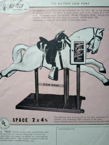 Cow Pony Ride FLYER Original Amusement Kiddie Horse Art Print 1950's All-Tech