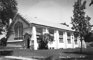 Zion Illinois birds eye view Memorial Methodist Church real photo pc Y10557