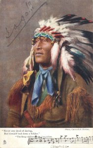 American native ethnic song of Hiawatha - Longfellow chief postcard 1904