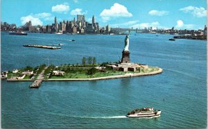 1960s Statue of Liberty Manhattan Skyline Circle Line Sightseeing NYC Postcard