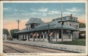 Carthage New York NY Central Depot Railroad Train Station Vintage Postcard