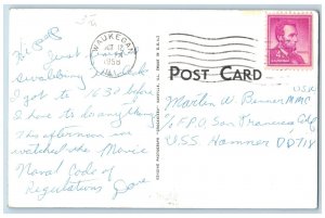 Great Lakes IL Postcard RPPC Photo US Naval Training Center Recruit Barber Shop