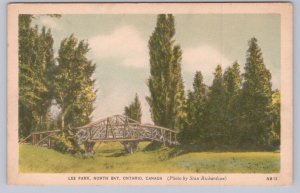 Wooden Bridge, Lee Park, North Bay, Ontario, Vintage Valentine-Black Postcard