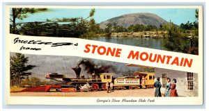 Greetings From Stone Mountain Georgia GA, Scenic Railroad Train Banner Postcard