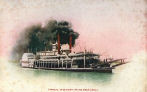 Vintage Postcard Typical Mississippi River Steamboat V. O. Hammon Pub.